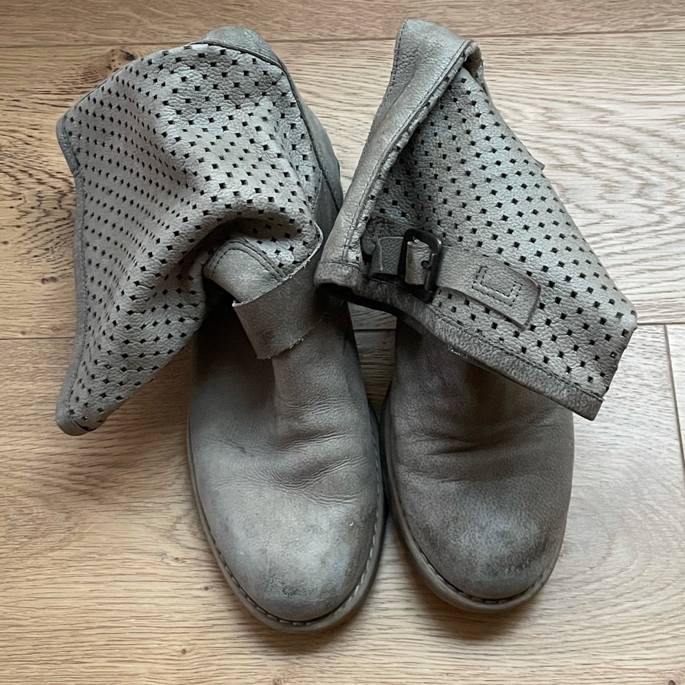 Gorgeous Sage Grey Prune Leather Boots